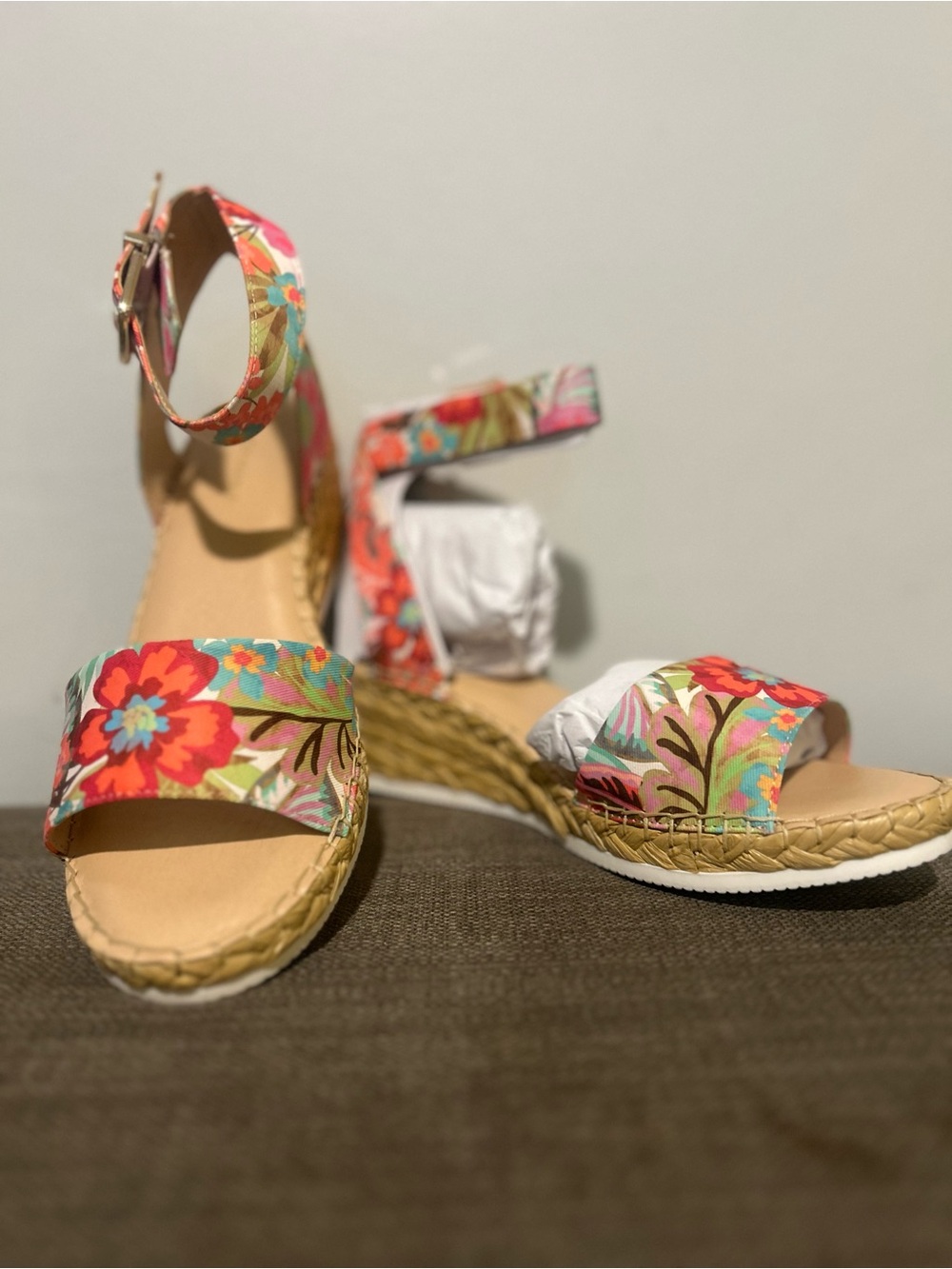 Alex Marie Floral Ankle-Strap Espadrille Wedge Sandals - Multicolor